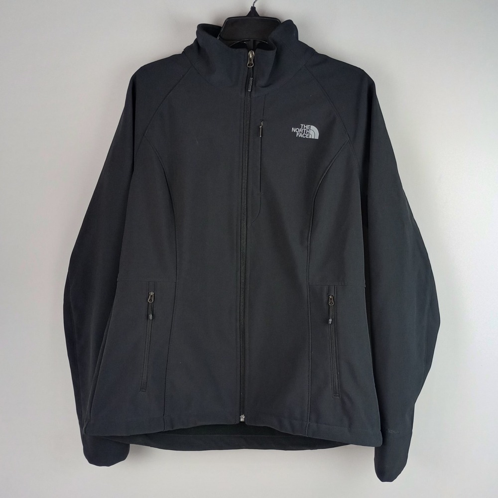 The North Face Womens L Black WindWall Softshell Fleece Lined Full Zip Jacket